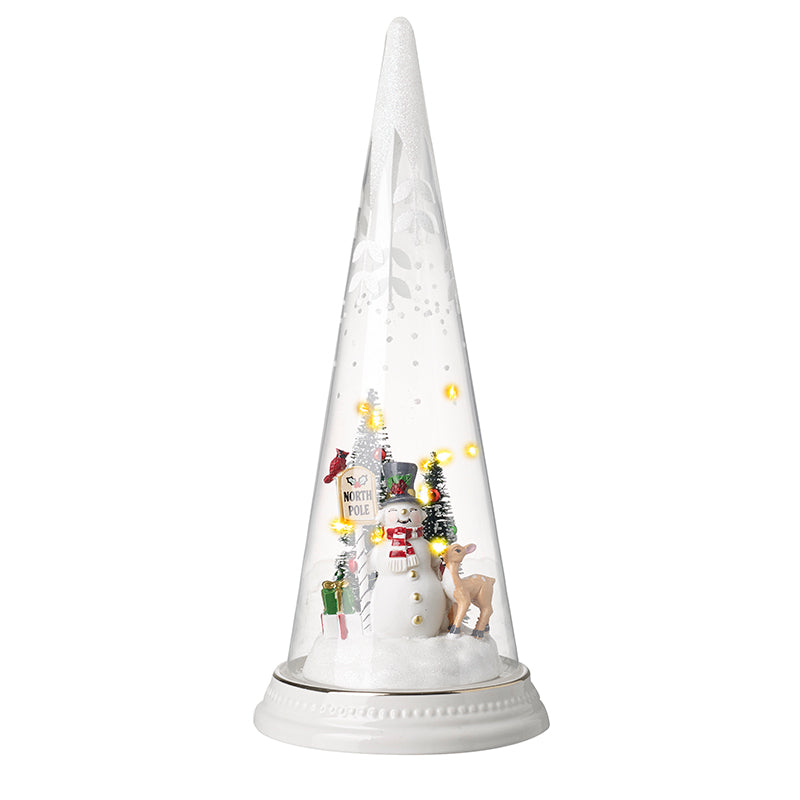 Light Up Cone With Snowman