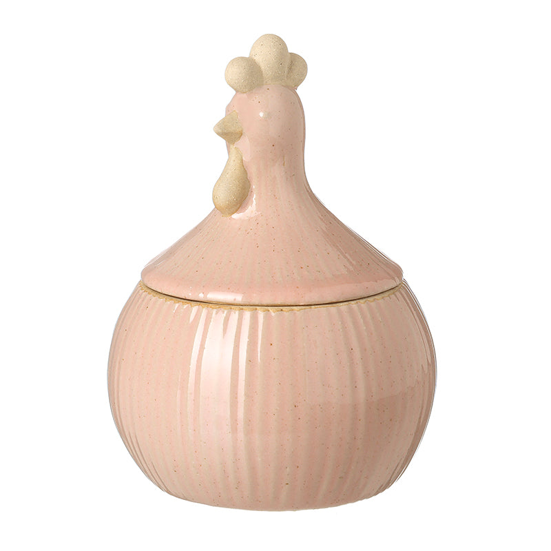 Sml Pink Porcelain Cockerel Jar