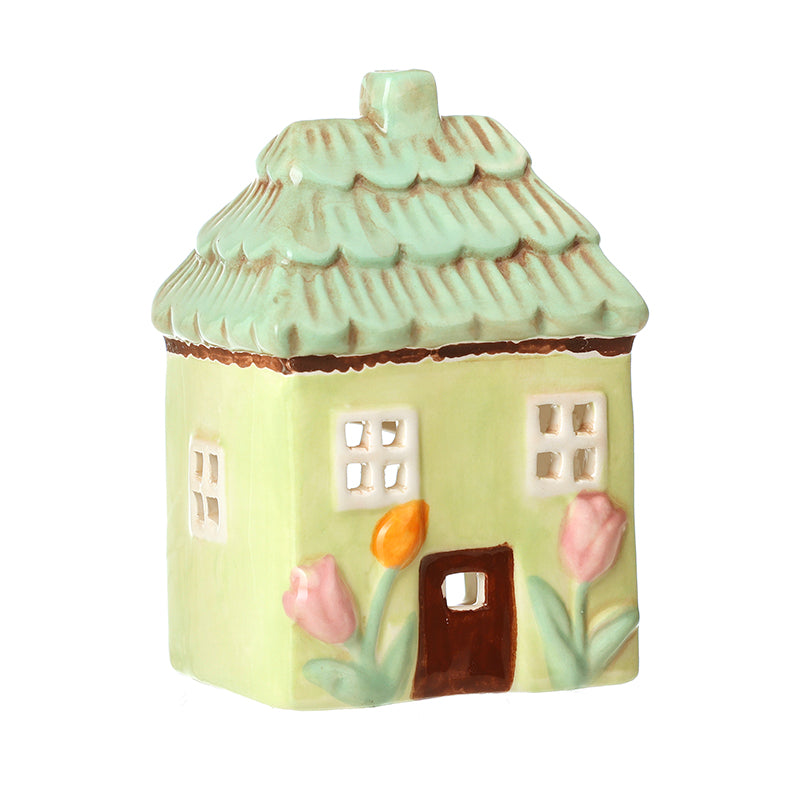 CERAMIC FLORAL HOUSE T LIGHT SML