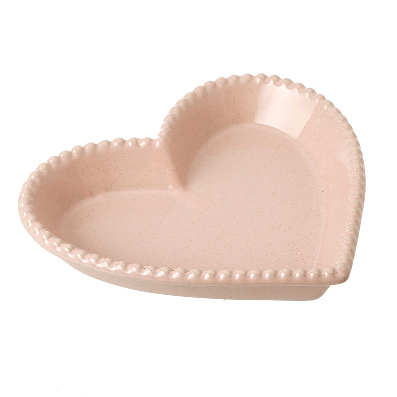 PINK CERAMIC HEART PLATE MED