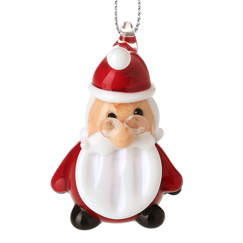 GLASS SANTA WITH GLASSES HANGING