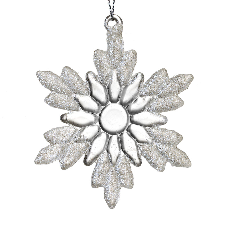 HANGING GLASS SNOWFLAKE DECORATION