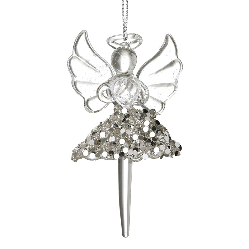 HANGING GLASS ANGEL W/SEQUIN SKIRT
