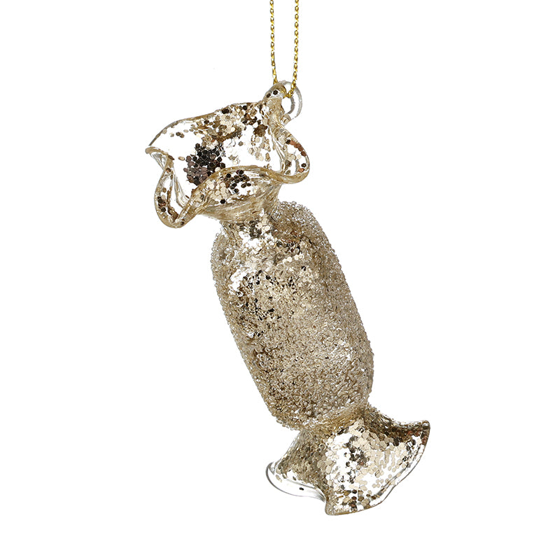 HANGING GLASS GOLD GLITTER SWEET