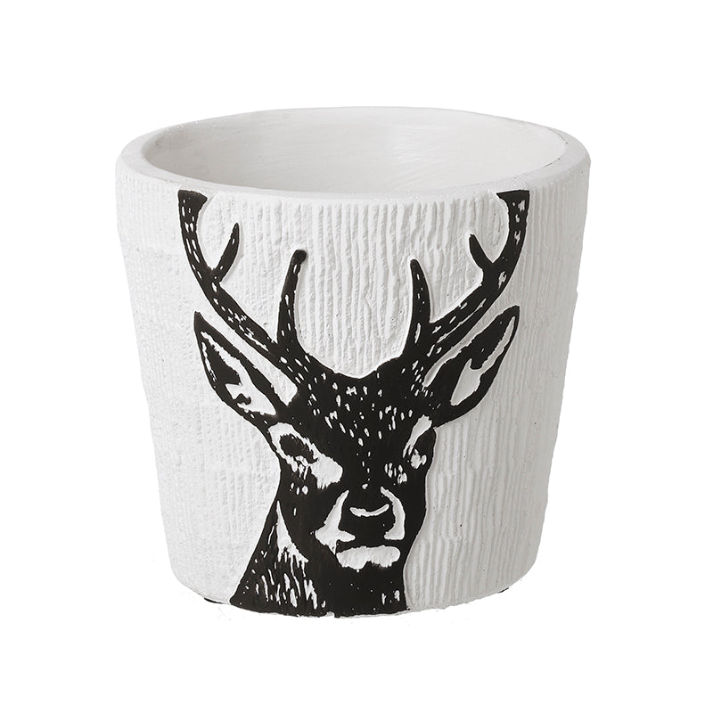 WHITE/BLACK STAG DESIGN SML PLANTER