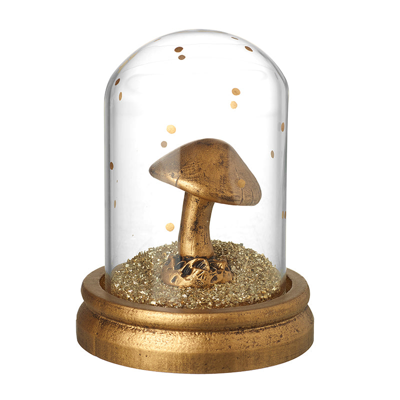 Gold Mushroom In Glass Cloche Dec