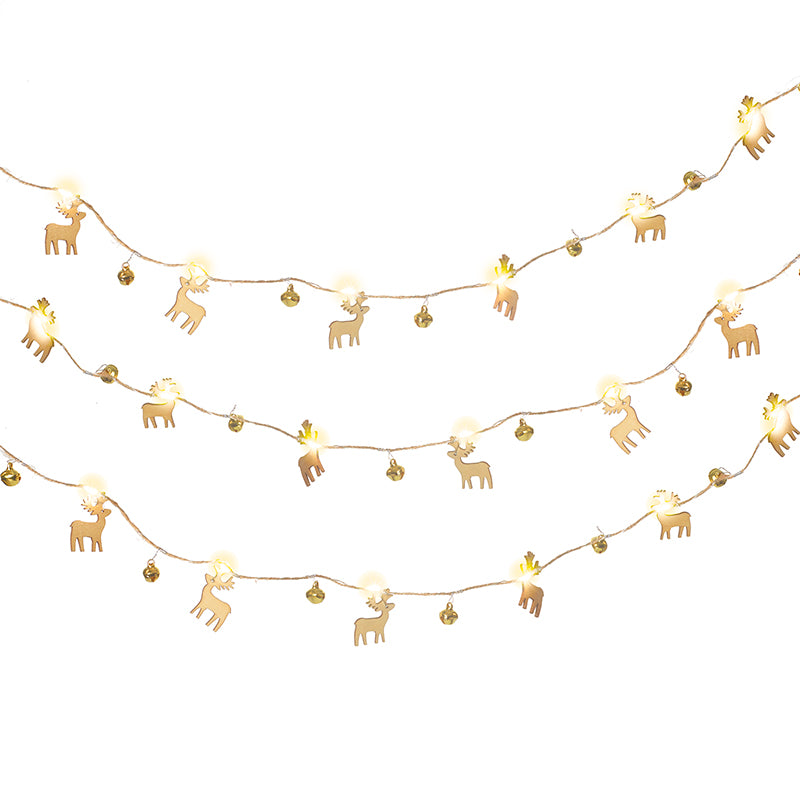 Wooden Deer Led Garland