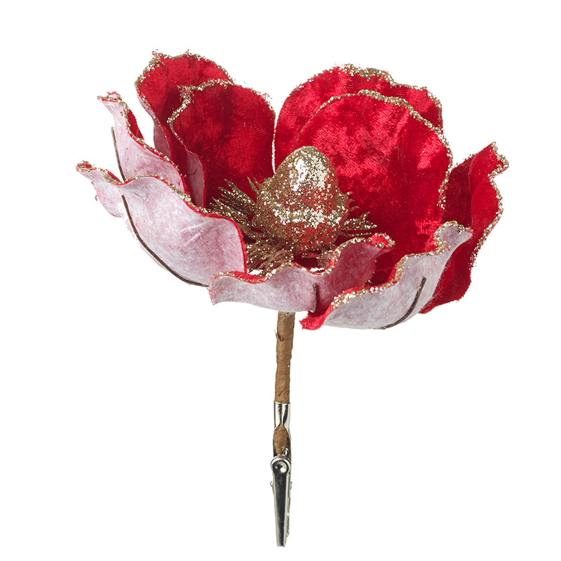 Glitter Tip Red Petal Flower