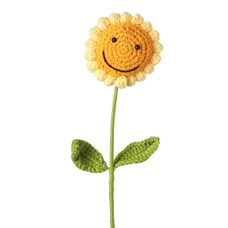 Knitted Smiley Sunflower Stem