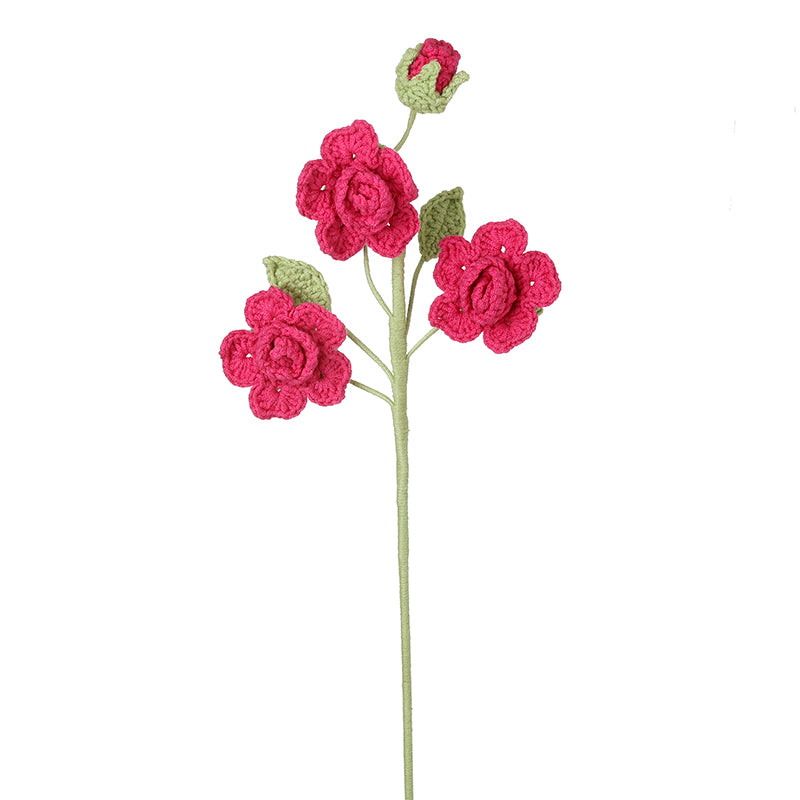 DARK PINK CROCHET FLOWER STEM