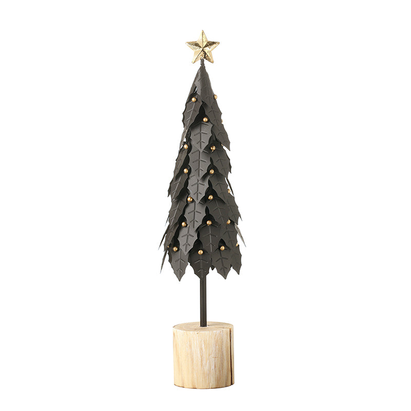 BLACK HOLLY LEAF TREE W/GOLD BALLS &STAR