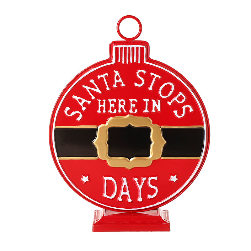 SML SANTA STOPS HERE BAUBLE CHALKBOARD