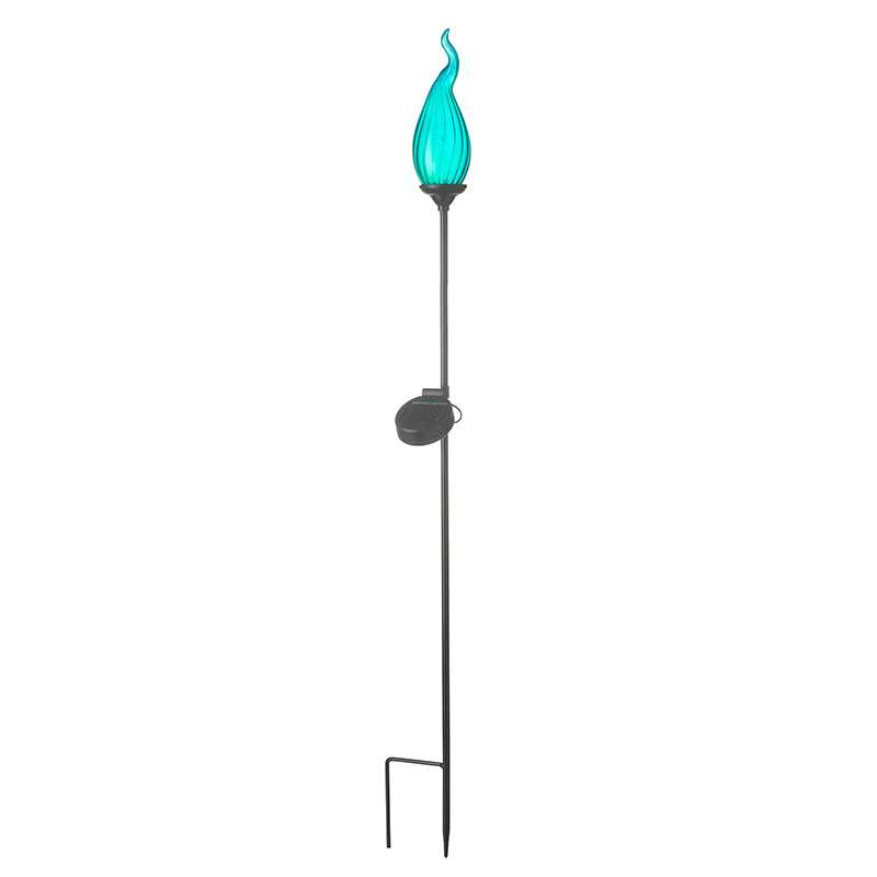 Blue Glass Flame Solar Metal Stake