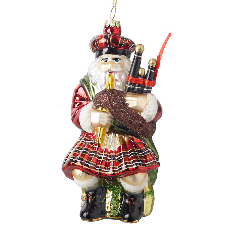 Glass Santa With Bagpipes