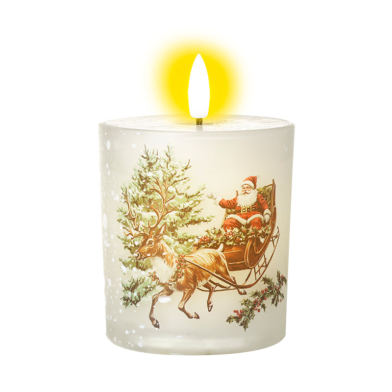 WHITE SANTA SLEIGH LED CANDLE