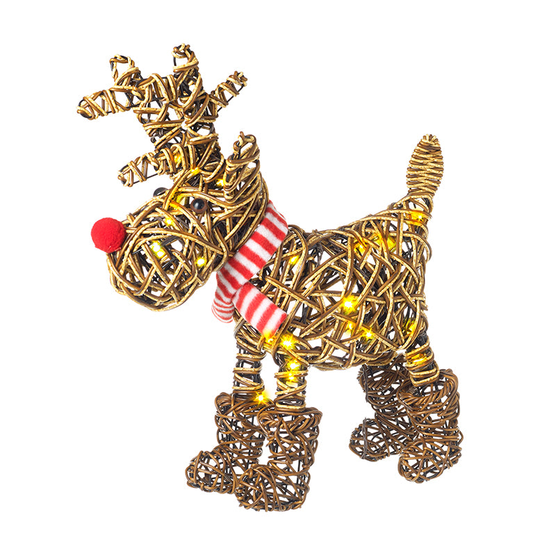 Light Up Rattan Reindeer In Boots
