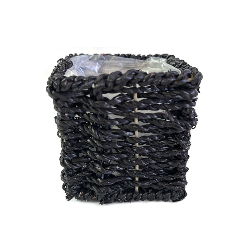 Black Straw Braided Basket Sm
