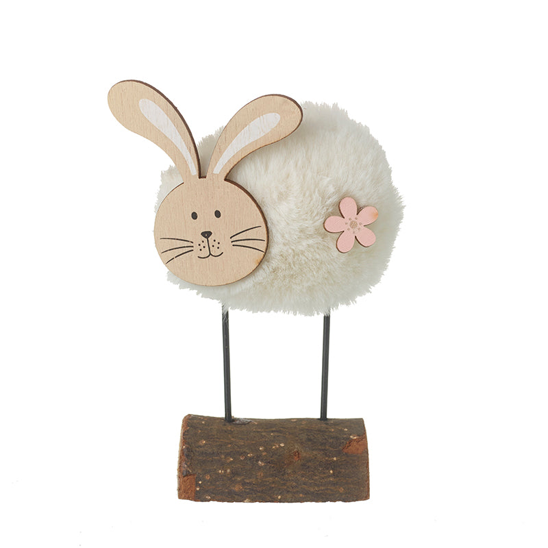 Standing White Fluffy Easter Bunny