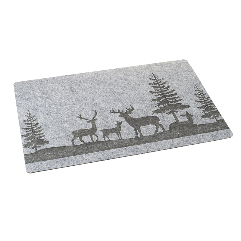 Felt Grey Place Mat With Deers