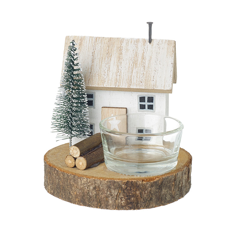 Wooden House T Light Holder