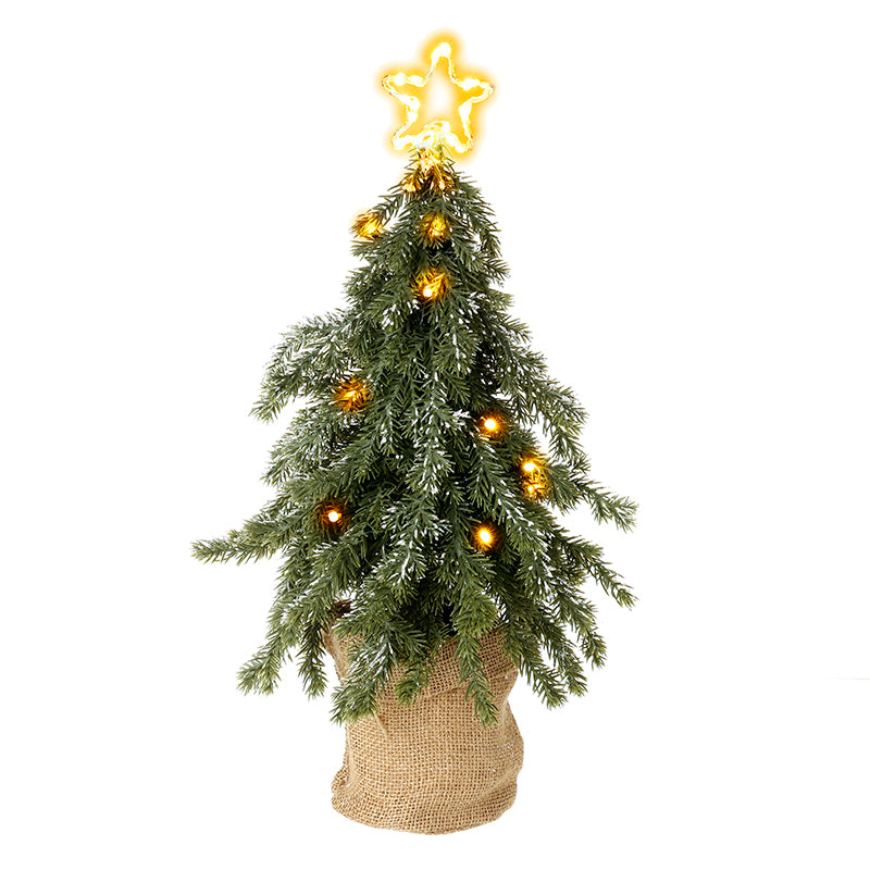 LIGHT UP TREE WITH STAR HESSIAN BASE