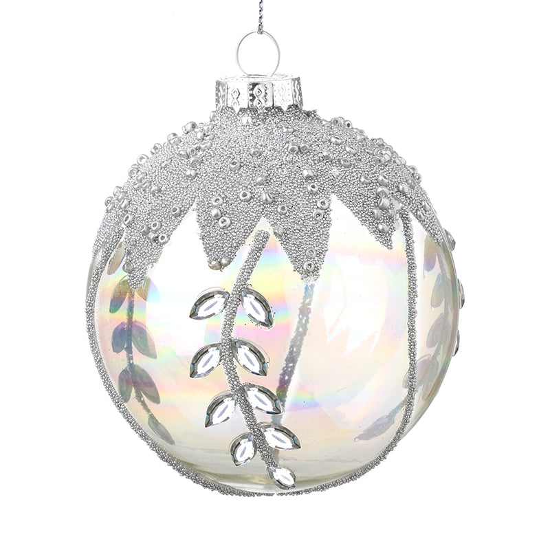 FROSTED TOP GLASS JEWELLED BAUBLE