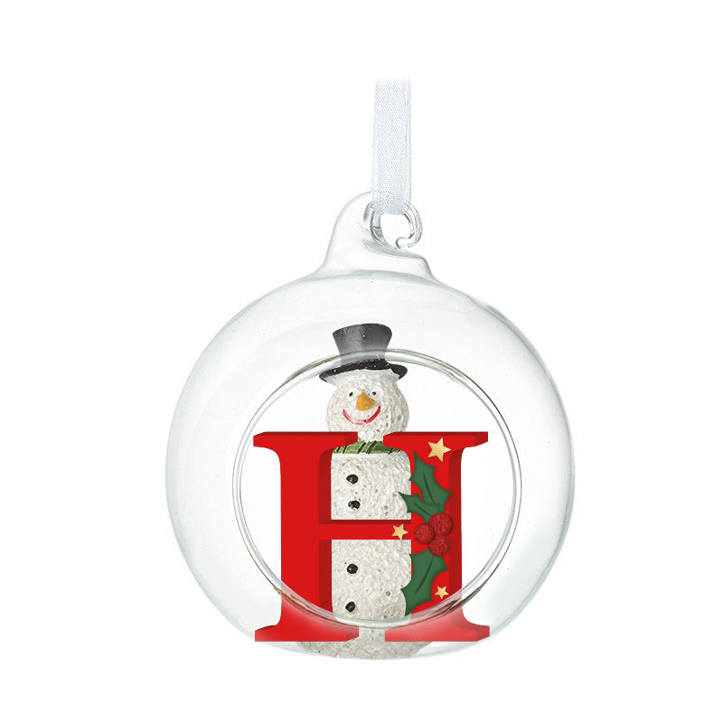H GLASS OPEN GLOBE SNOWMAN