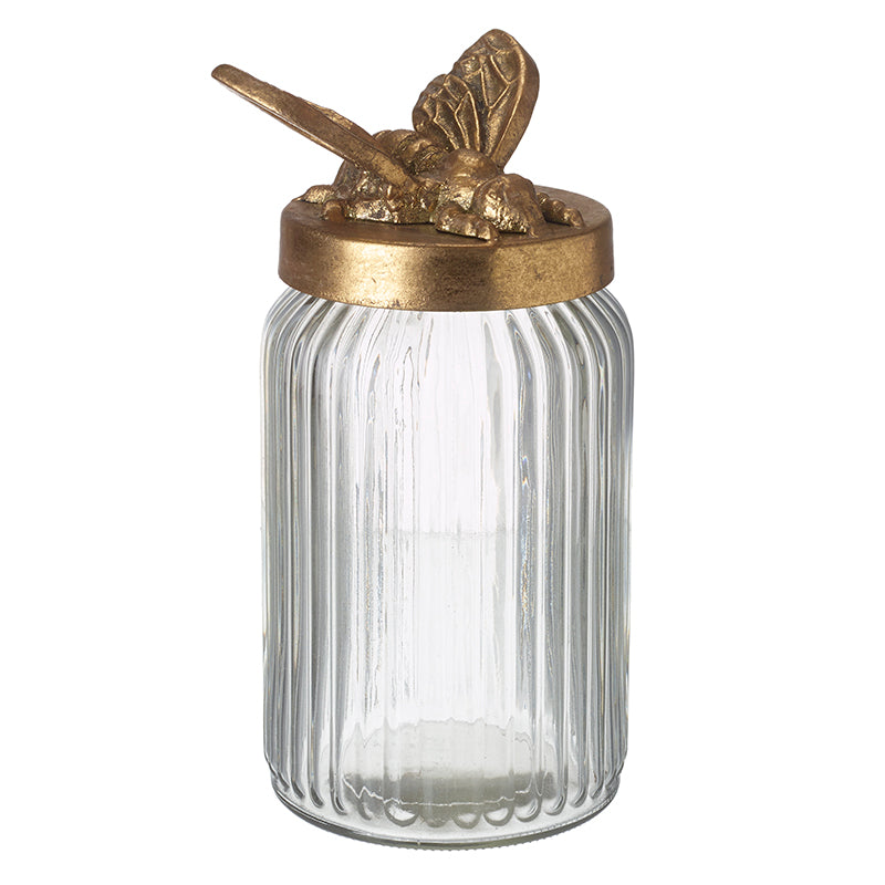 Metal Butterfly Top Glass Jar