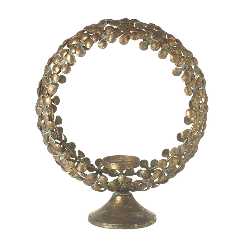 Metal Flower Round Candle Holder