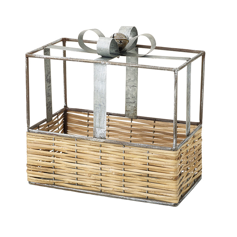 METAL PRESENT FRAME WITH RATTAN BASE