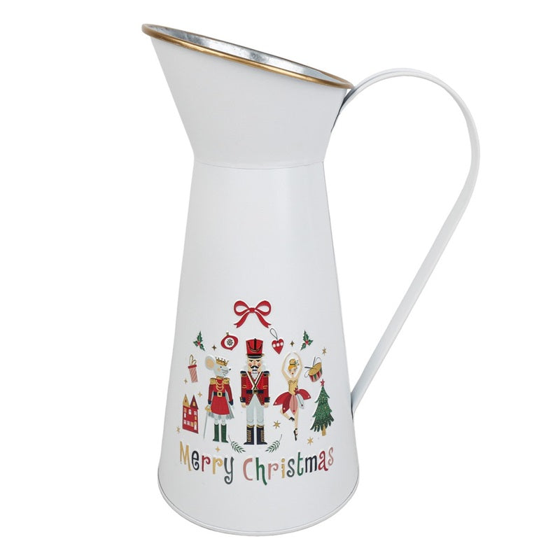 WHITE METAL MERRY CHRISTMAS JUG