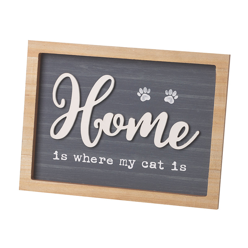 Home Is Where My Cat Is Wooden Sign
