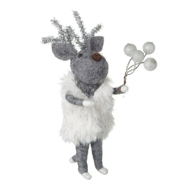 Grey Felt Moose In Fur Jacket