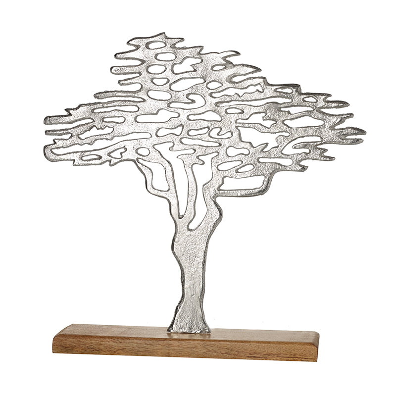 Metal Tree On Wooden Base