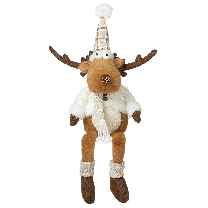 REINDEER W/WHITE JUMPER DANGLY LEGS