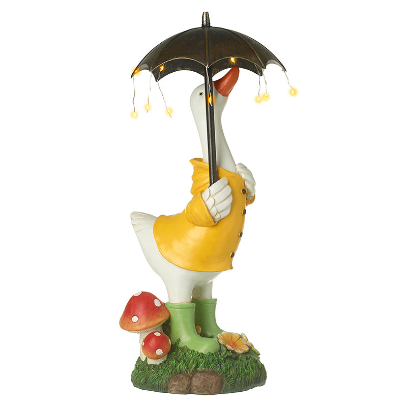 Standing Duck Under Solar Light Umbrella