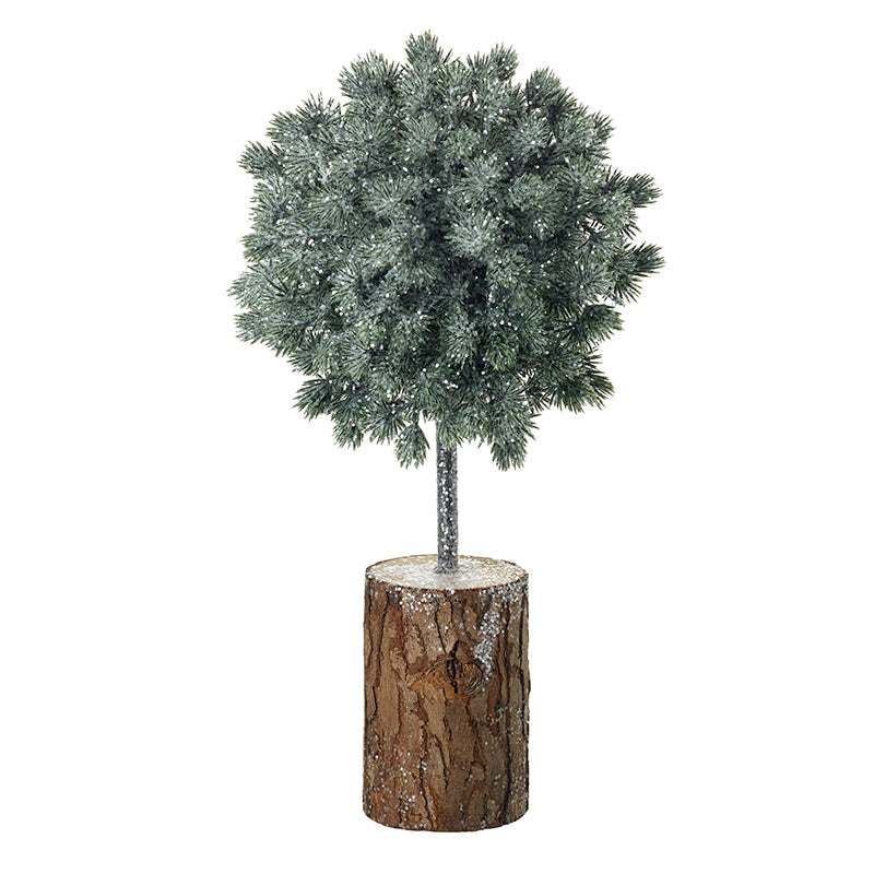 Green Tree Metal Trunk & Wooden Base