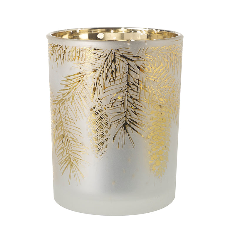 Frosted Glass & Gold T-Light Holder