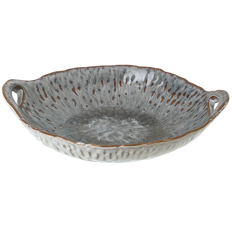 BLUE CERAMIC BOWL WITH HANDLES