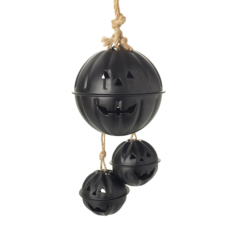 Round Black Metal Pumpkin Bells Hanger