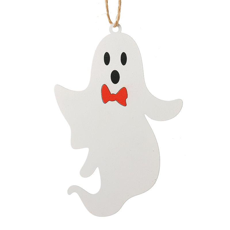 WHITE METAL GHOST HANGING DECORATION