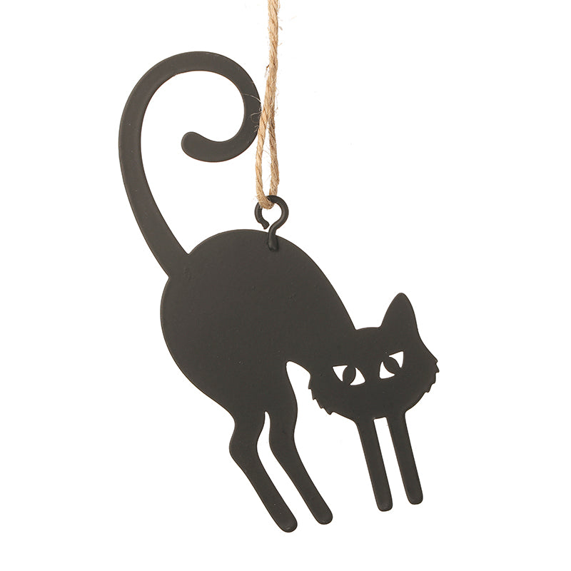 BLACK METAL CAT HANGING DECORATION