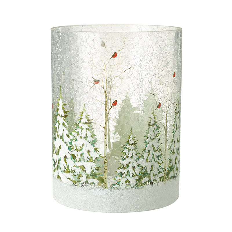 Lrg Snowy Trees Scene Candle Holder
