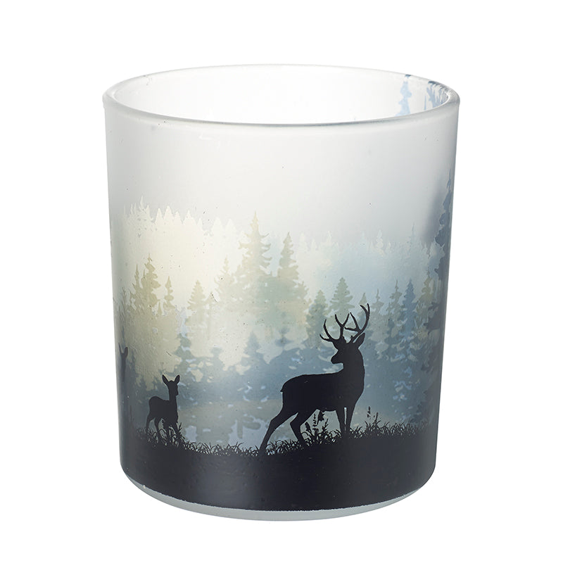 Small T-Light Holder Black Deer Scene