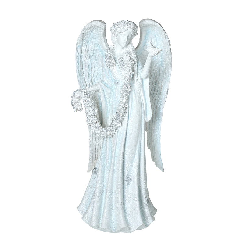 WHITE ELEGANT LADY WITH ANGEL WINGS