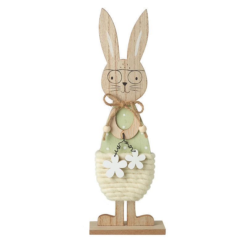 Standing Wood And Wool Rabbit Dec