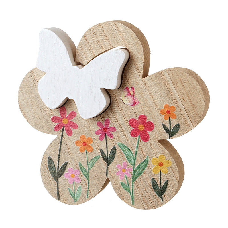 Wooden Flower & Butterfly Decoration