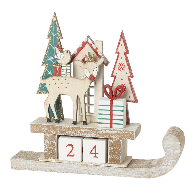 Wooden Sleigh Scene Advent