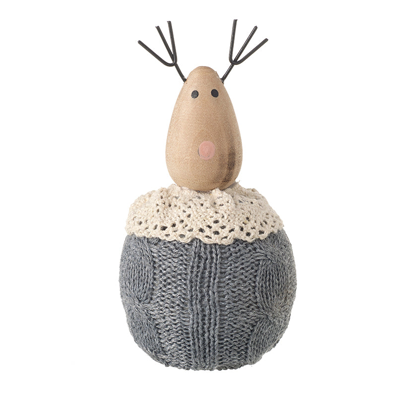 Wooden Deer In Knitted Top
