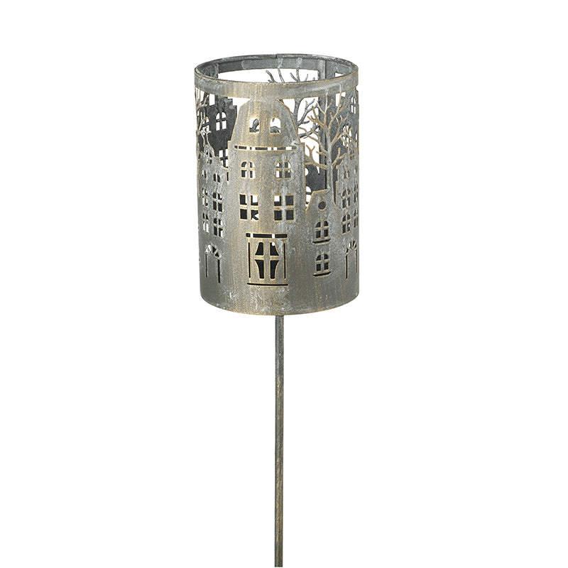Metal House Cut Out Lantern Stake